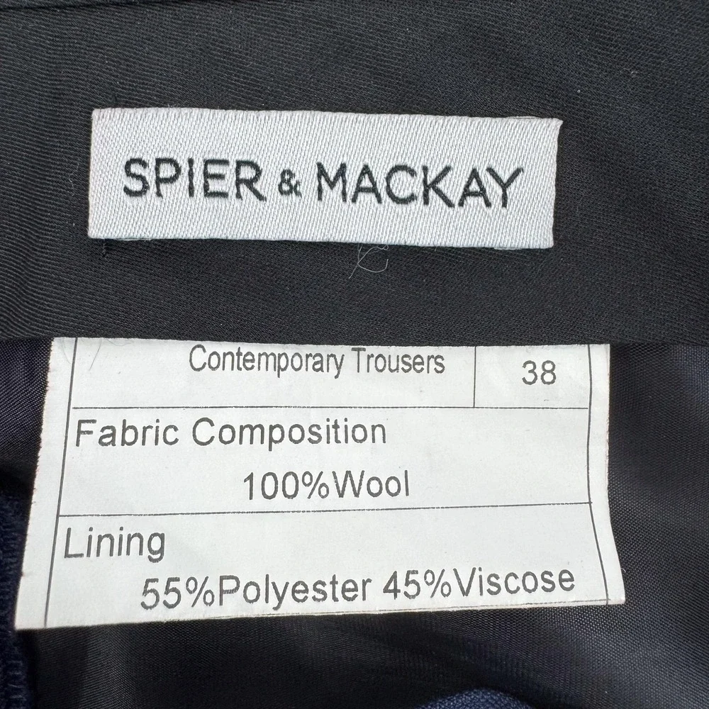 Spier & Mackay Dress Pants Mens 38x31 Blue Wool Lined Flat Front Office Business